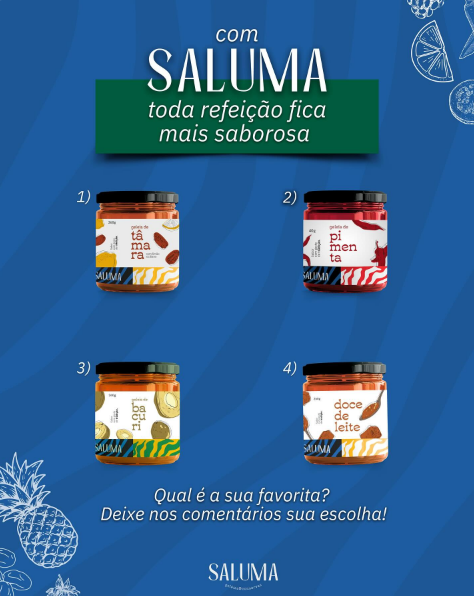 Arte com quatro potes: tâmara, pimenta, bacuri e doce de leite. Recorte provisório em baixa resolução.