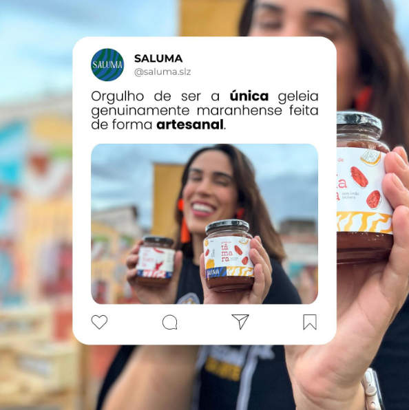 Arte com a frase sobre a geleia genuinamente maranhense. Recorte provisório em baixa resolução.